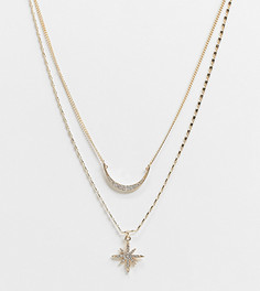 Золотистое многоярусное ожерелье со звездой и полумесяцем Reclaimed Vintage Inspired-Золотистый