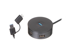 Хаб USB Baseus Round Box Type-C + USB A - USB 3.0 + 3xUSB 2.0 12cm Black CAHUB-GB01