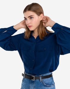 Синяя рубашка из вискозы Gloria Jeans