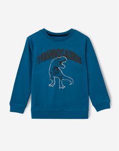 Синий лонгслив с динозавром для мальчика Gloria Jeans