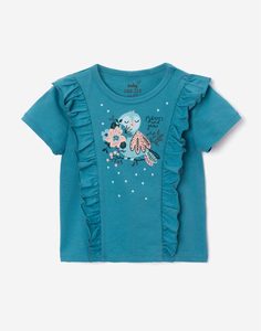 Бирюзовая футболка с рюшами для малышки Gloria Jeans