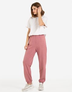 Розовые спортивные брюки с вышивкой Gloria Jeans