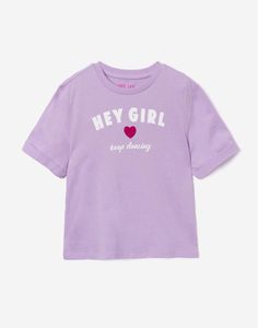 Фиолетовая футболка с надписью для девочки Gloria Jeans