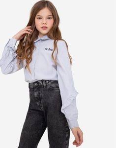 Полосатая рубашка с вышивкой для девочки Gloria Jeans
