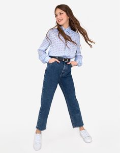 Голубая рубашка с принтом для девочки Gloria Jeans
