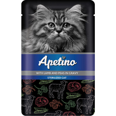 Корм для кошек Apetino Для стерилизованных ягненок, горошек в соусе 85 г