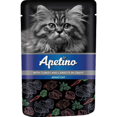Корм для кошек Apetino Индейка, морковь в соусе 85 г