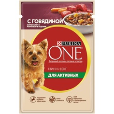 Корм для собак Purina One Mini Для активных, говядина, картофель, морковь 85 г