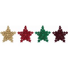 Набор новогодних подвесок звезда красные зеленые 4 шт 8 см