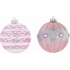 Набор новогодних шаров прозрачно-розовые 3 шт 8 см