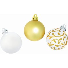 Набор новогодних шаров золотой, белый, 12 шт 5 см