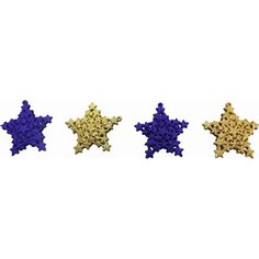 Набор новогодних подвесок звезда королевский синий, золотой 4 шт 8 см