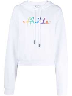 Off-White укороченное худи с логотипом Rainbow