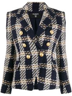Balmain двубортный твидовый блейзер