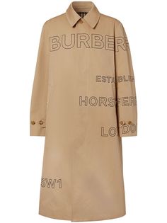 Burberry однобортное пальто с принтом Horseferry