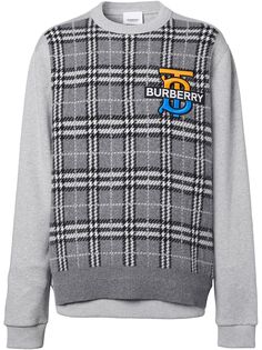 Burberry толстовка с клетчатой вставкой и монограммой