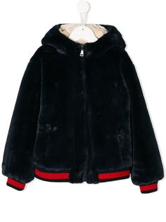 Dolce & Gabbana Kids шуба на молнии с капюшоном в виде головы медведя