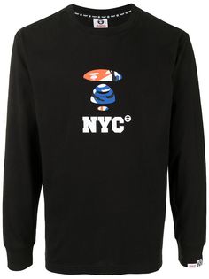 AAPE BY *A BATHING APE® рубашка с длинными рукавами и принтом NYC