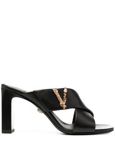 Versace мюли на массивном каблуке с логотипом