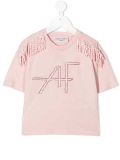 Alberta Ferretti Kids футболка с вышитым логотипом и бахромой
