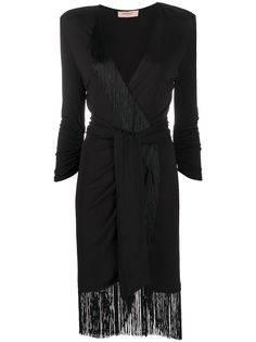 TWINSET платье с V-образным вырезом и бахромой