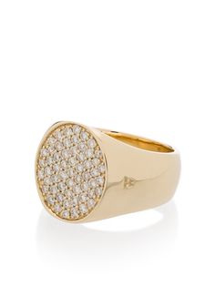 Tom Wood кольцо Pinkie Oval из желтого золота с бриллиантами