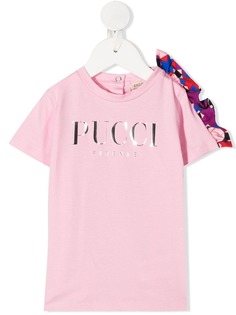 Emilio Pucci Junior футболка с логотипом и оборками