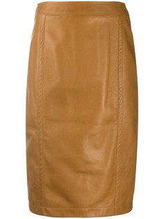 Saint Laurent кожаная юбка-карандаш длины миди
