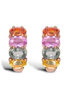 Pragnell серьги-кольца Rainbow Fancy из розового золота с сапфирами