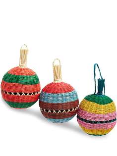 La Doublej набор из трех плетеных елочных шаров