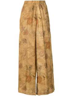 Uma Wang брюки палаццо с цветочным принтом