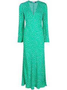 Rixo платье с цветочным принтом и V-образным вырезом