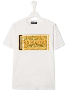 Young Versace футболка с вышитыми логотипом и узором Barocco