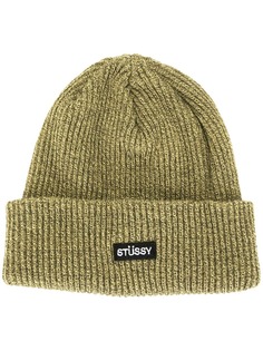 Stussy шапка бини в рубчик с нашивкой-логотипом