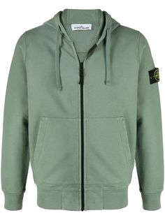 Stone Island худи на молнии с нашивкой-логотипом
