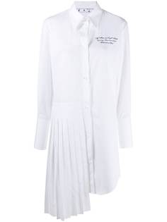 Off-White плиссированная рубашка с вышитым логотипом