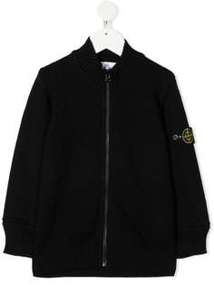 Stone Island Junior кардиган на молнии с нашивкой-логотипом