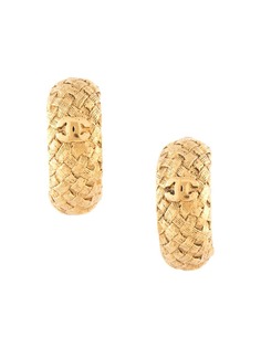 Chanel Pre-Owned фактурные серьги-кольца с логотипом CC