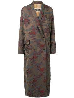 Uma Wang двубортное жаккардовое пальто с цветочным узором