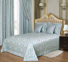 Комплект с покрывалом и 2 декоративные подушки (asabella) голубой 70.0x15.0x37.0 см.