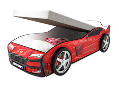 Кровать-машина карлсон турбо с подъемным механизмом, объемными колесами (magic cars) красный 85x48x178 см.