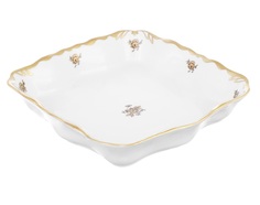 Салатник квадратный золотая роза (queen s crown) белый 21 см.