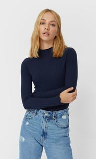 Stradivarius Лонгслив С Волнистыми Кромками Женская Коллекция Морской Синий L