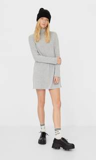 Stradivarius Короткое Платье Из Мягкой Ткани Женская Коллекция Пестро-Серый S