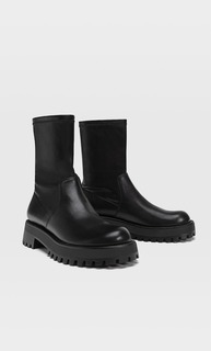 Stradivarius Эластичные Ботинки На Рифленой Подошве Женская Коллекция Черный 41
