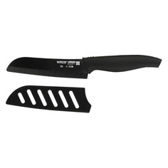 Нож кухонный Vitesse Cera-Chef VS-2725, сантоку, для мяса, 12.5мм, заточка прямая, керамический, черный