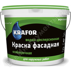 Акриловая водно-дисперсная фасадная особопрочная краска KRAFOR