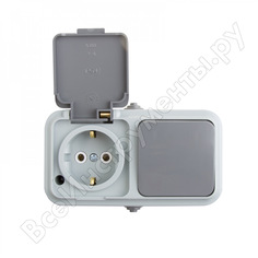 Одноклавишный выключатель и розетка REXANT