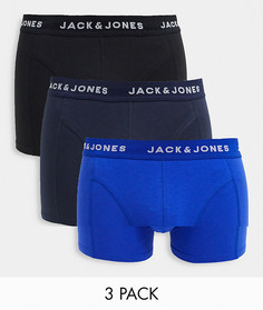 Набор из трех боксеров-брифов в черном, темно-синем и ярко-синем цвете Jack & Jones-Многоцветный
