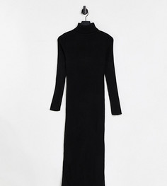 Черное облегающее трикотажное платье миди с высоким воротом Fashionkilla Plus-Черный цвет